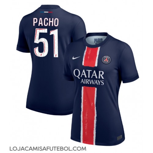 Camisa de Futebol Paris Saint-Germain Willian Pacho #51 Equipamento Principal Mulheres 2024-25 Manga Curta